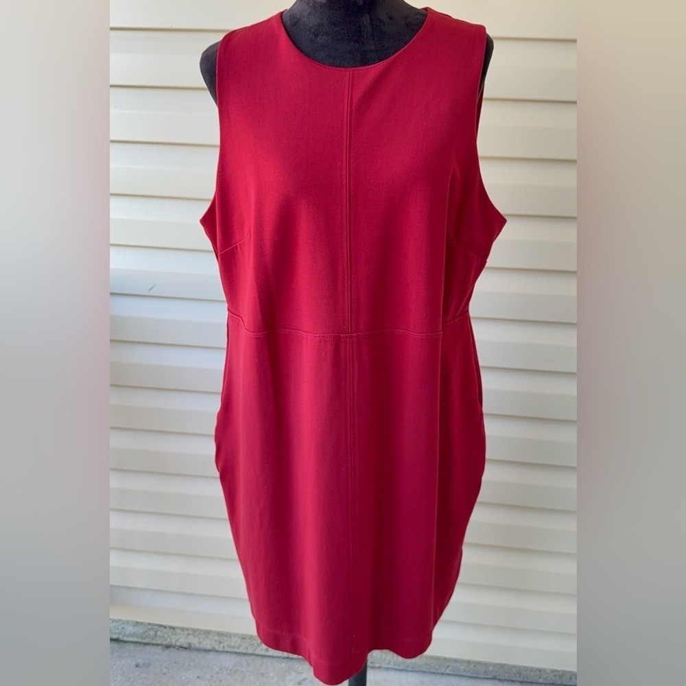 Boden Burgundy  Viscose Sleeveless Cocktail Dress w/ Pockets 14R Ponte Sheath